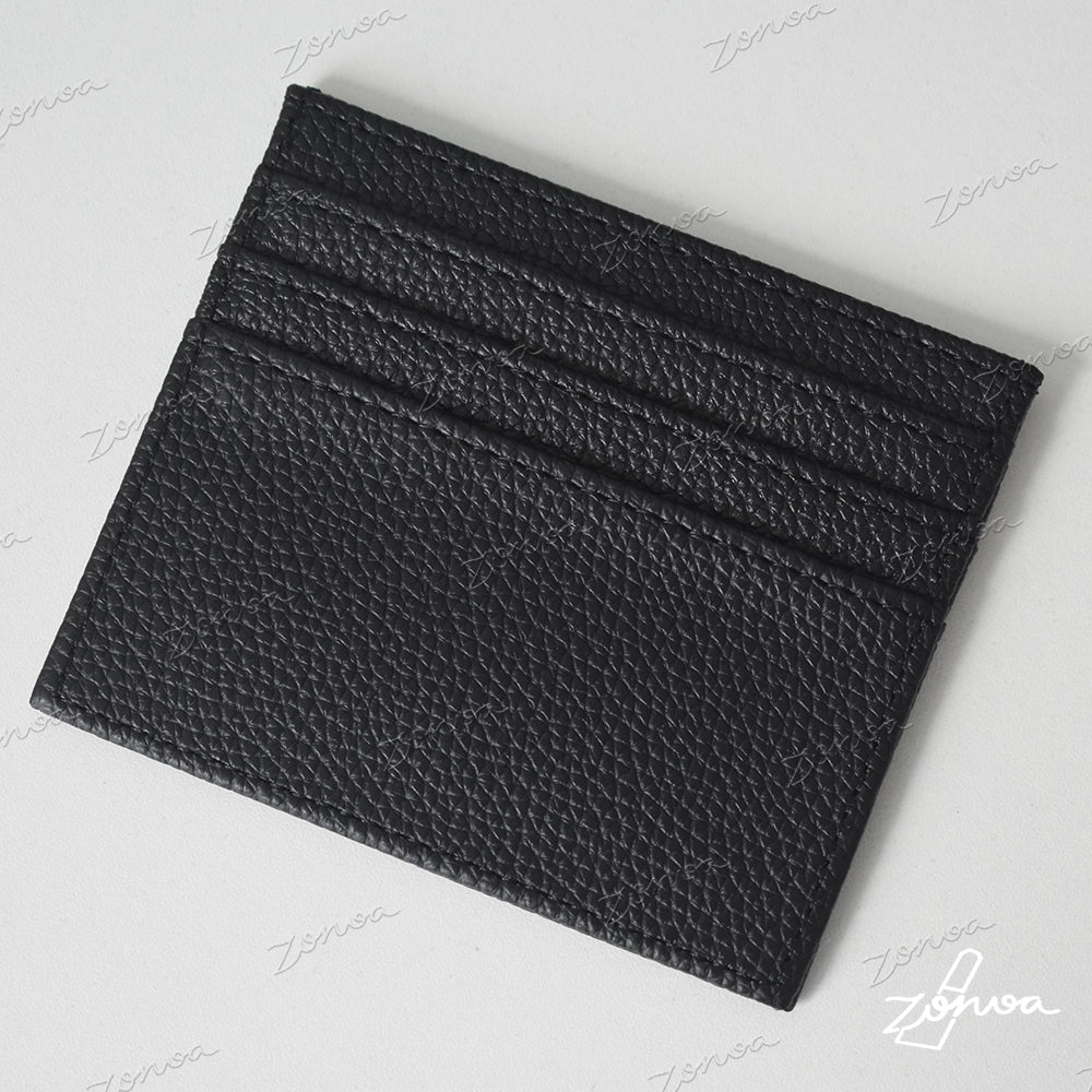 ZORVOA Pebbled Leather Card Holder – Multi-Slot Slim Wallet