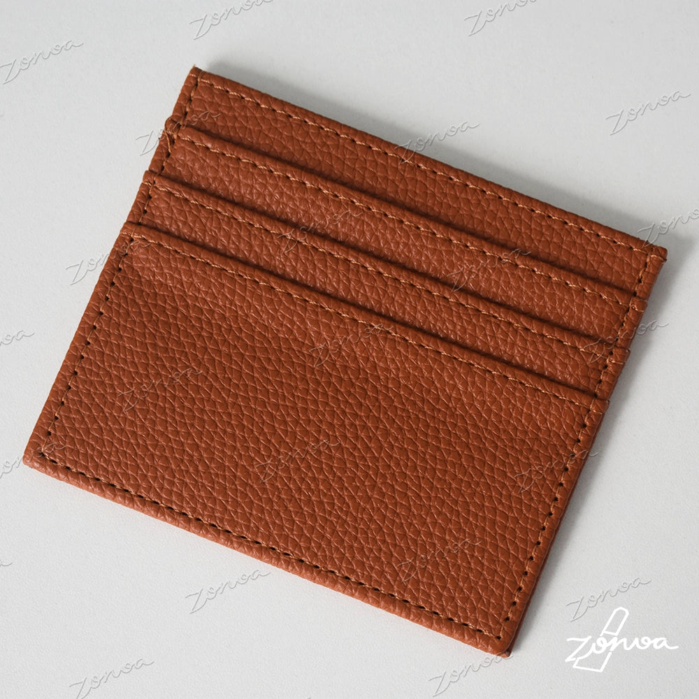 ZORVOA Pebbled Leather Card Holder – Multi-Slot Slim Wallet