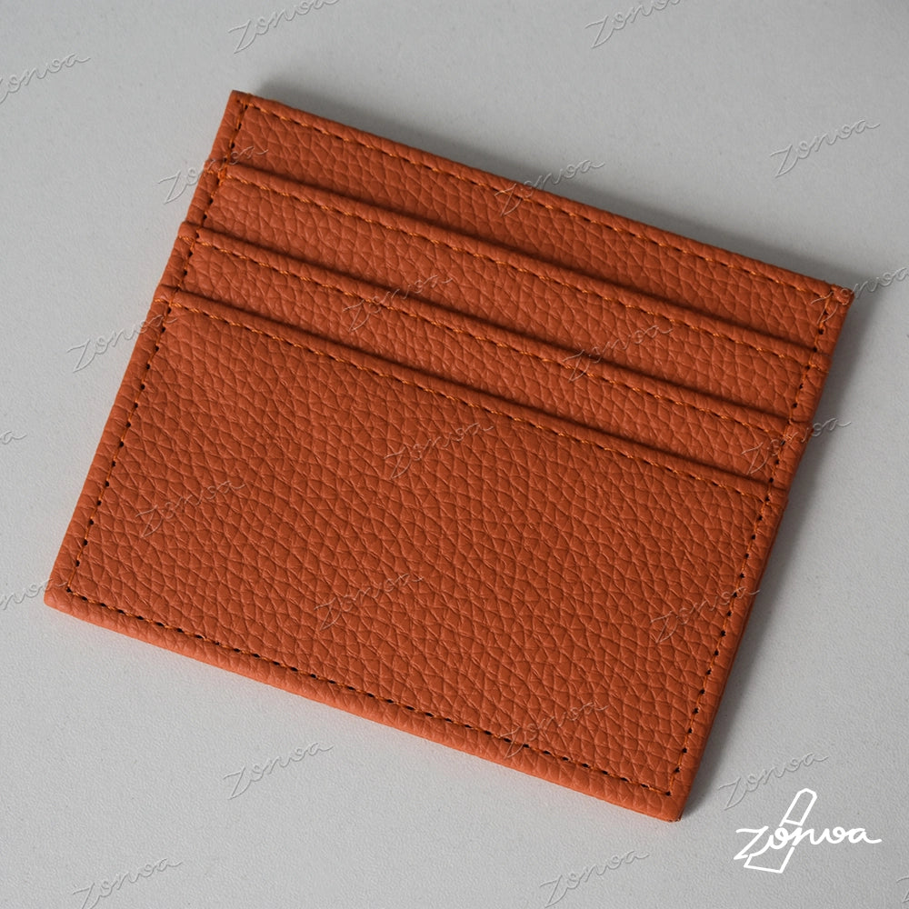 ZORVOA Pebbled Leather Card Holder – Multi-Slot Slim Wallet