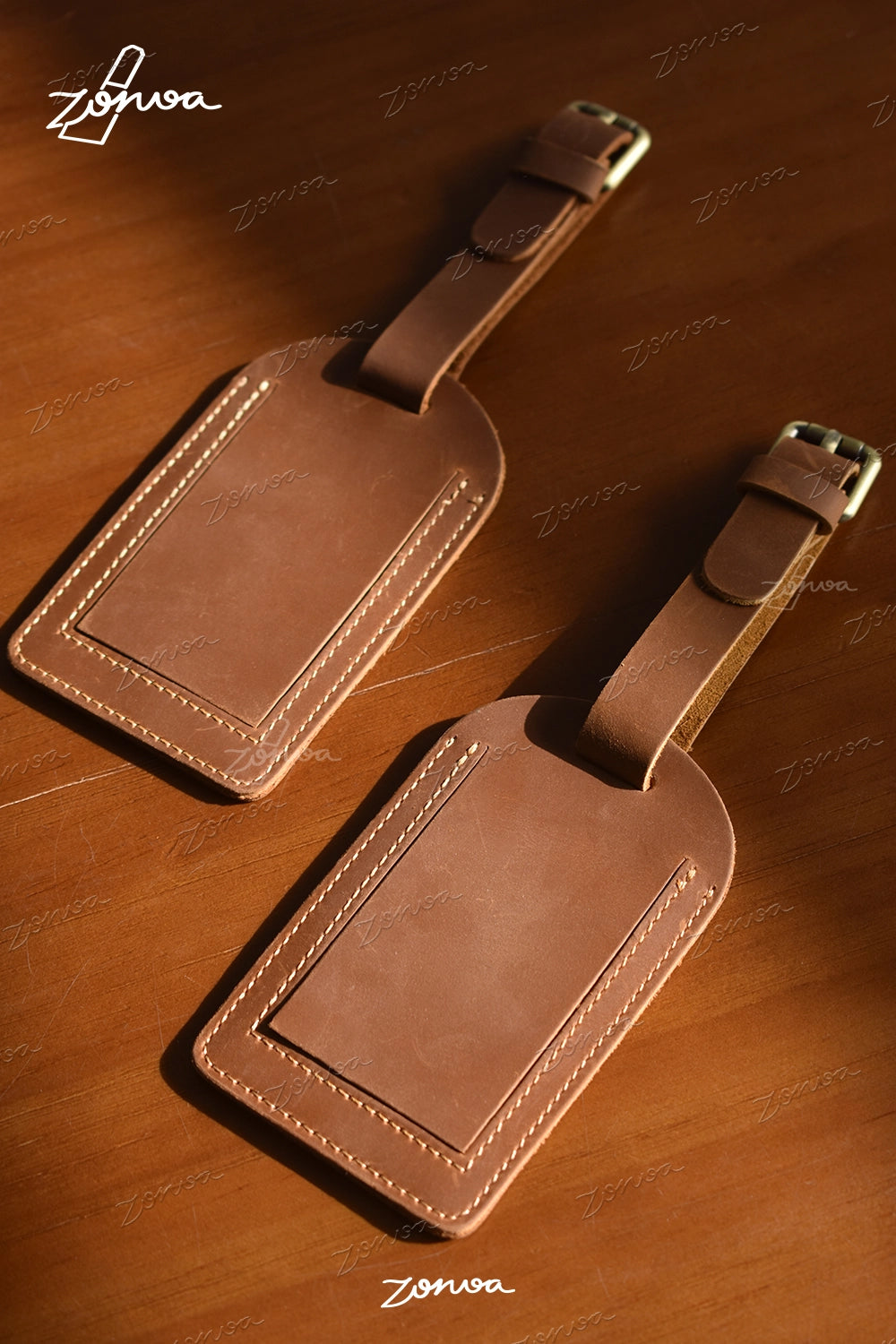ZORVOA Crazy Horse Leather Luggage Tag