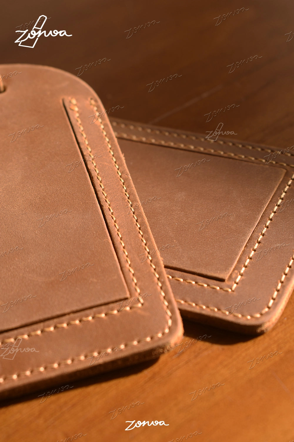 ZORVOA Crazy Horse Leather Luggage Tag