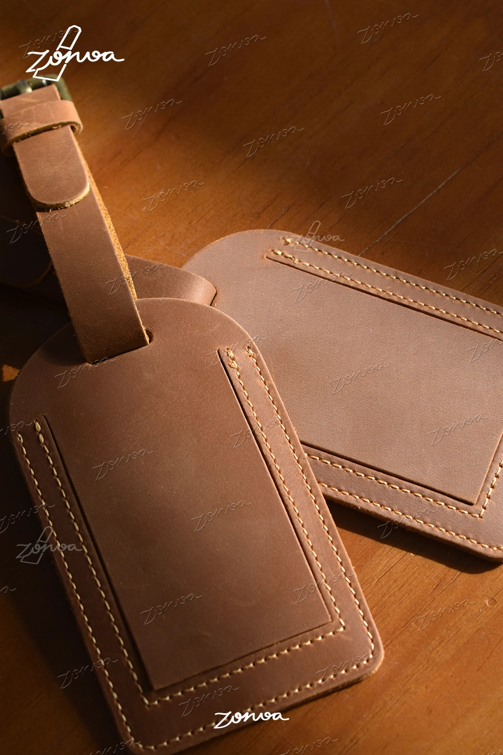 ZORVOA Crazy Horse Leather Luggage Tag