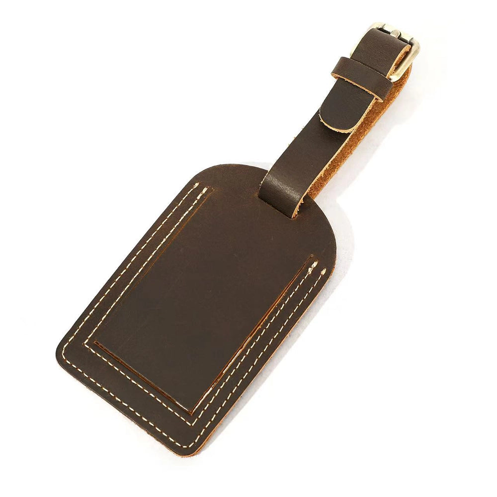 ZORVOA Crazy Horse Leather Luggage Tag