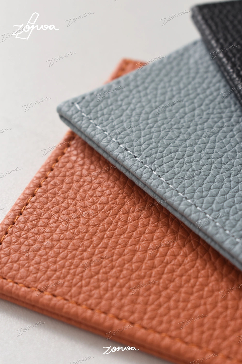 ZORVOA Pebbled Leather Card Holder – Multi-Slot Slim Wallet