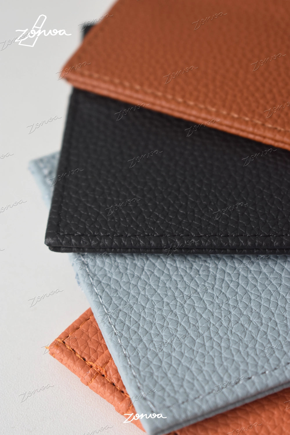 ZORVOA Pebbled Leather Card Holder – Multi-Slot Slim Wallet