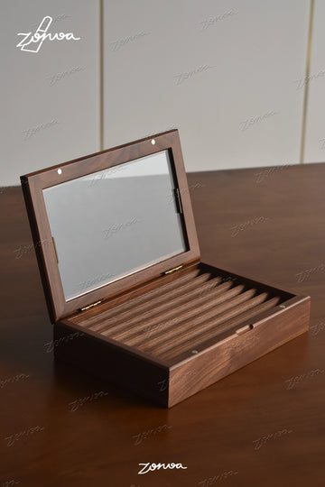 ZORVOA Walnut Letter Stamp Storage Box