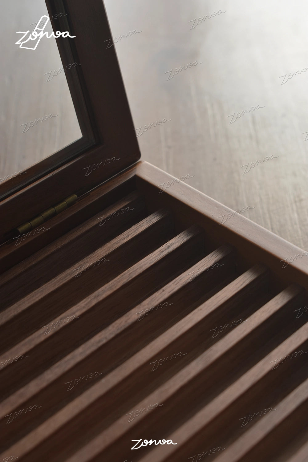 ZORVOA Walnut Letter Stamp Storage Box