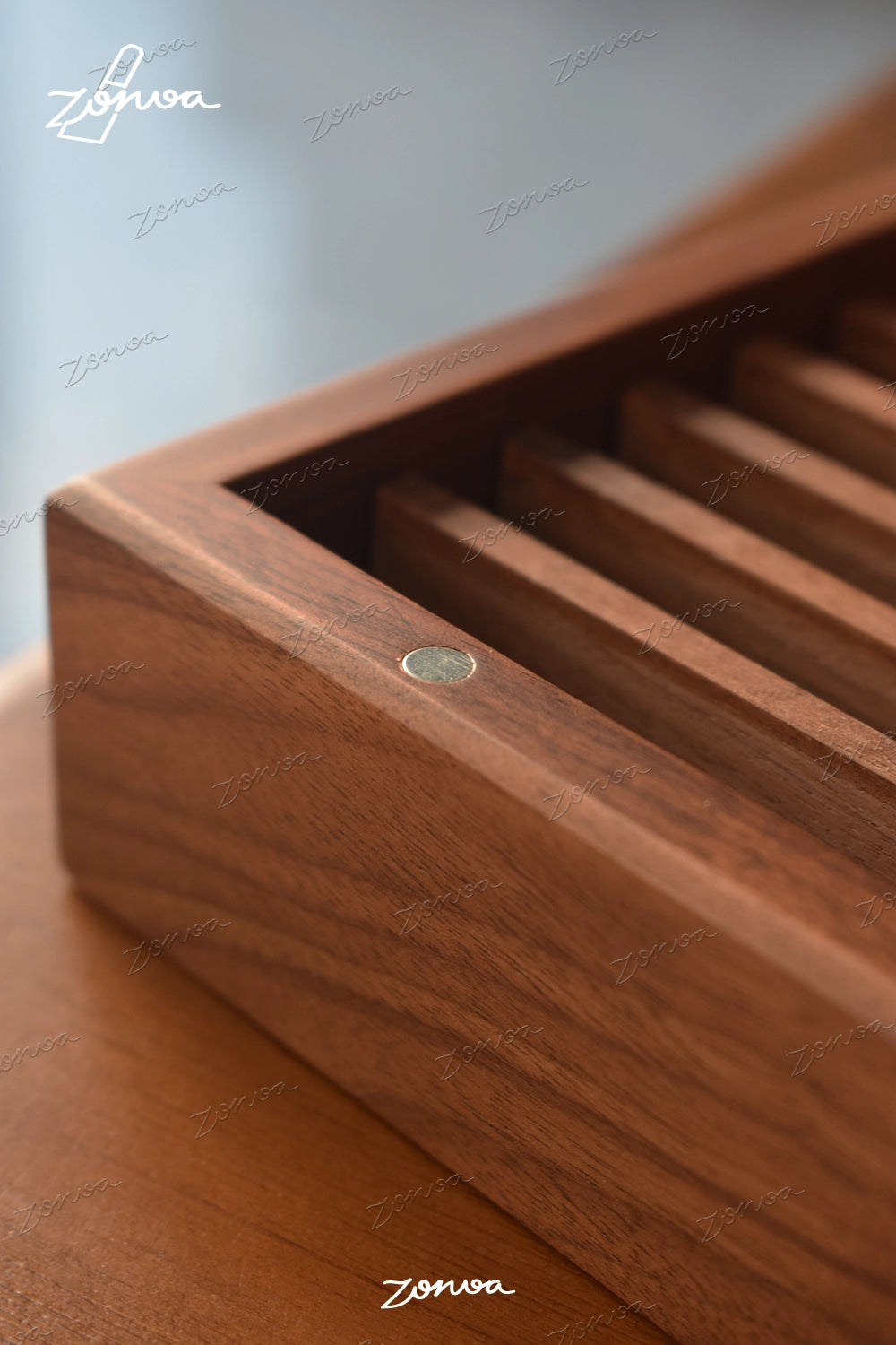 ZORVOA Walnut Letter Stamp Storage Box