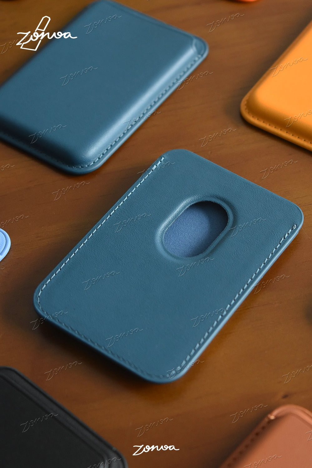 ZORVOA Leather Magnetic Phone Card Holder