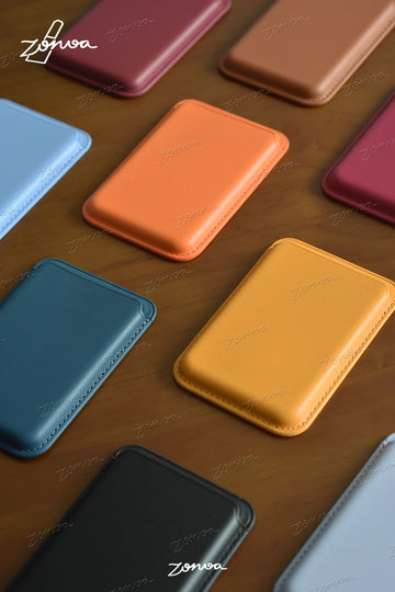 ZORVOA Leather Magnetic Phone Card Holder