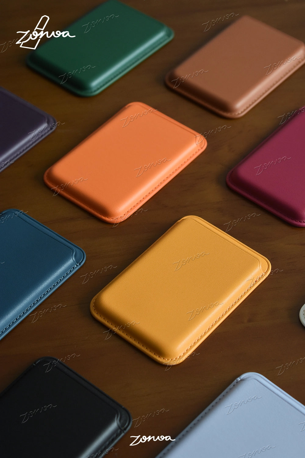 ZORVOA Leather Magnetic Phone Card Holder