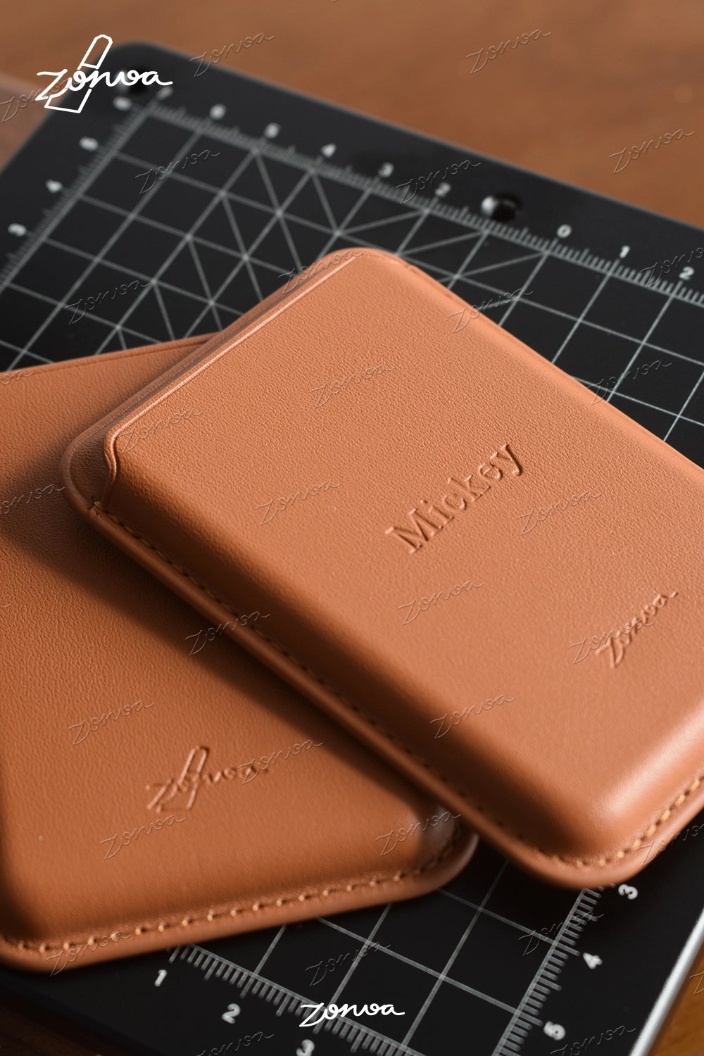 ZORVOA Leather Magnetic Phone Card Holder